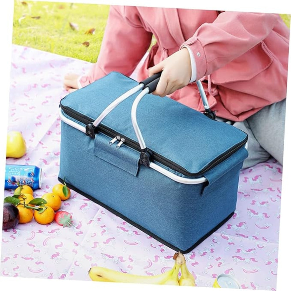 Zusammenfaltbarer Kühlkorb 18 l mit isoliertem Aluminiumrahmen für Picknick, Camping, Strand und Einkäufe, tragbar und leicht | Sansoti