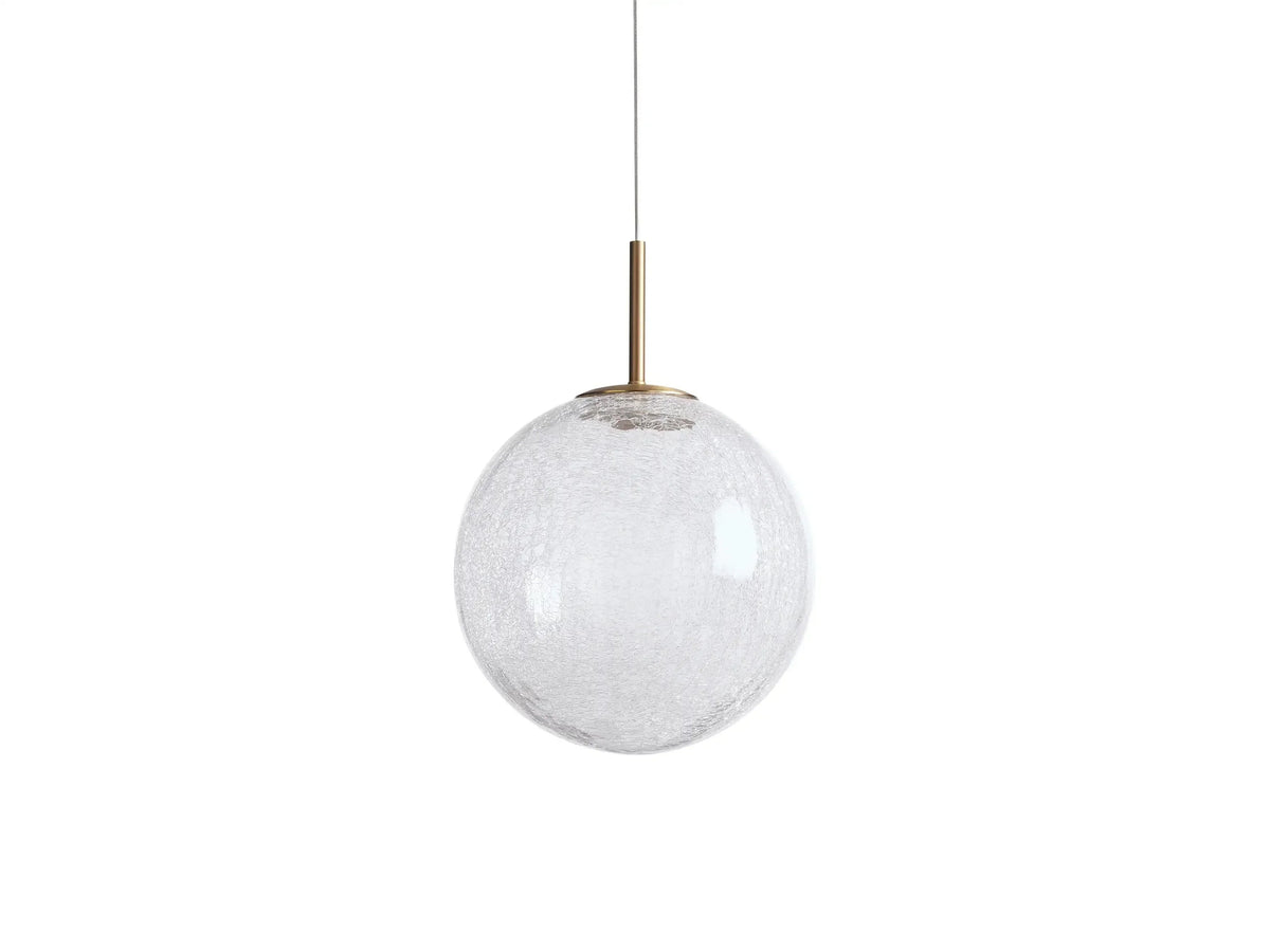 Szklana lampa wisząca ze zintegrowanym oświetleniem LED, wykończenie mosiężne, regulowana, designerska, do jadalni i salonu | Sansoti