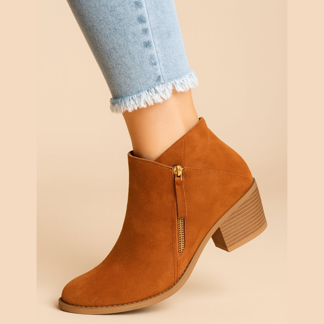 Damen-Stiefeletten mit Blockabsatz, spitzer Zehenpartie und Reißverschluss – bequemes, zeitloses Design für Arbeit und Freizeit, elegant | Sansoti