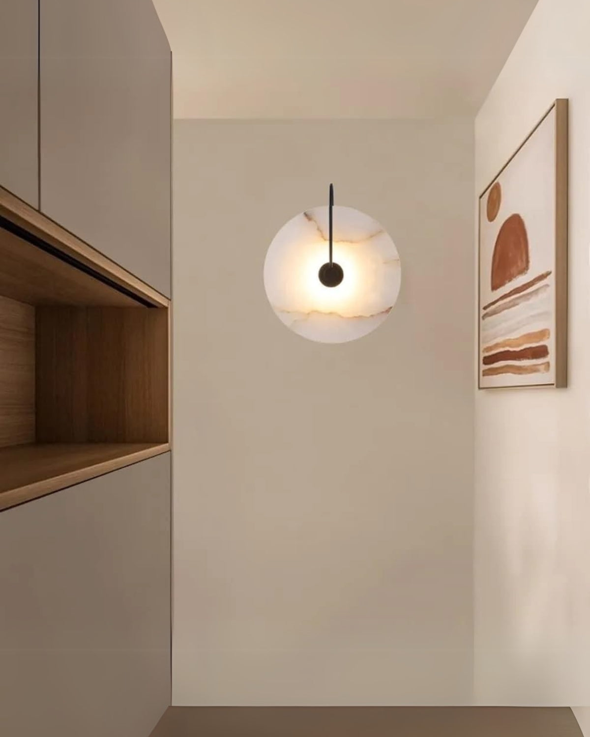 Ronde LED Wandlamp Acrylaat 20-25cm Zwart Goud Warm Licht Slaapkamer Hal | Sansoti