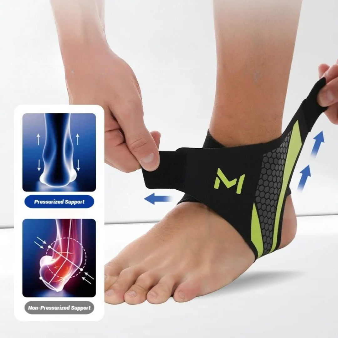 Compression Ankle Brace with Adjustable Bandage for Sports, Recovery, Injury Prevention, and Stability, Green Gray | Sansoti