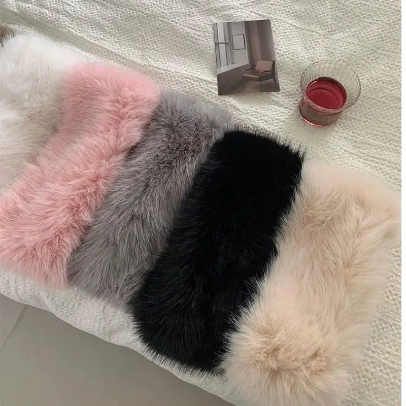 Plush Headband for Women Faux Fur Winter Ear Warmer Elastic Soft Hairband Warm Hair Accessory Comfortable | Sansoti