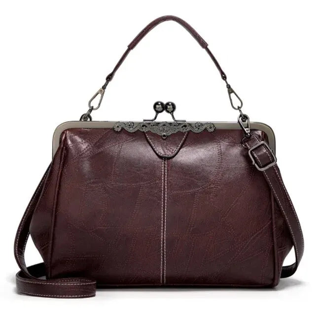 Vintage Handtas met Kliksluiting Retro Clutch Dames Avondtas Feesttas Schoudertas Elegant Design Bruin Zwart | Sansoti