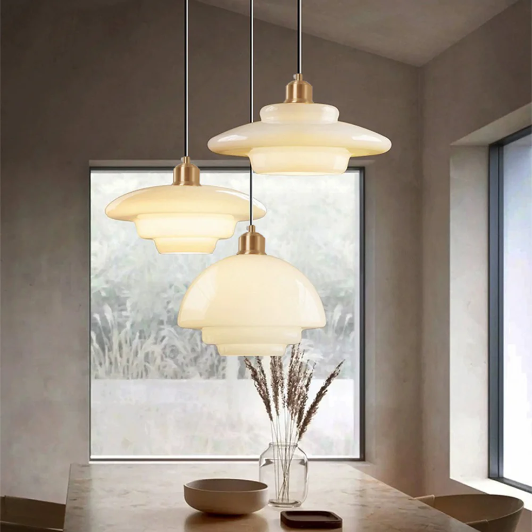 Hängelampe Glas E27 Gold Rund Wohnzimmer Esstisch Küche Organisches Design Stimmungslicht Modernes Interieur | Restfield