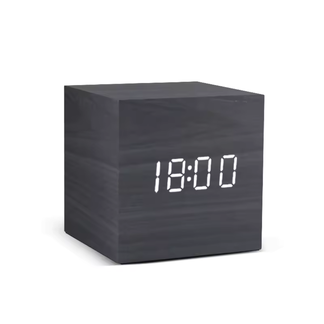 Digitale Wekker met LED-Lichtsensor en Stemactivatie – Compacte Kubusvorm met Multifunctioneel Display | Sansoti