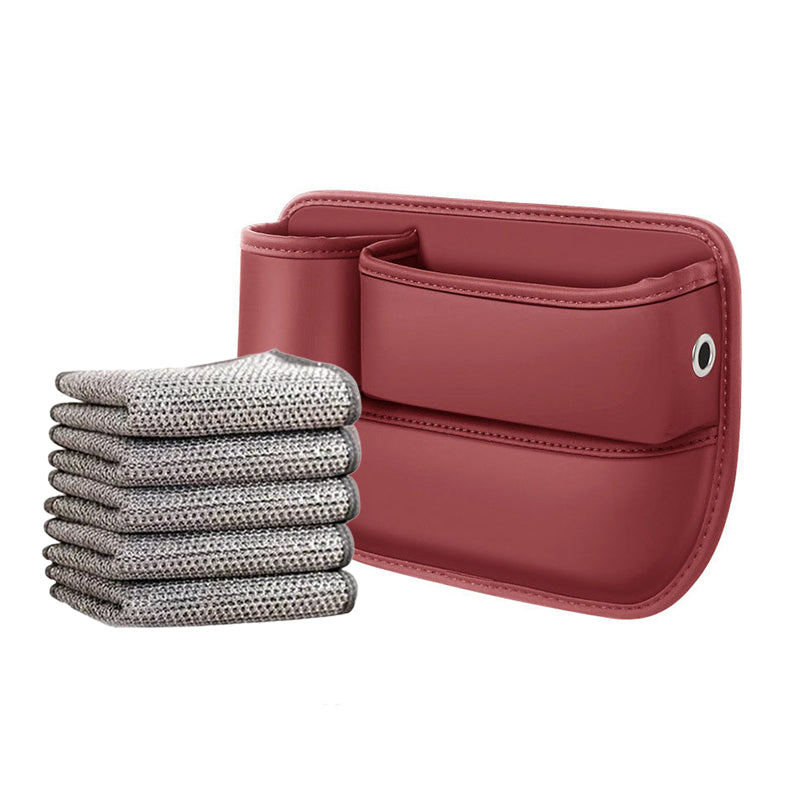Autostoel Organizer Leer - Opbergvak voor Tussen Stoelen - Zwart Beige Rood Bruin - Met Oplaadpoort en Bekerhouder | Sansoti