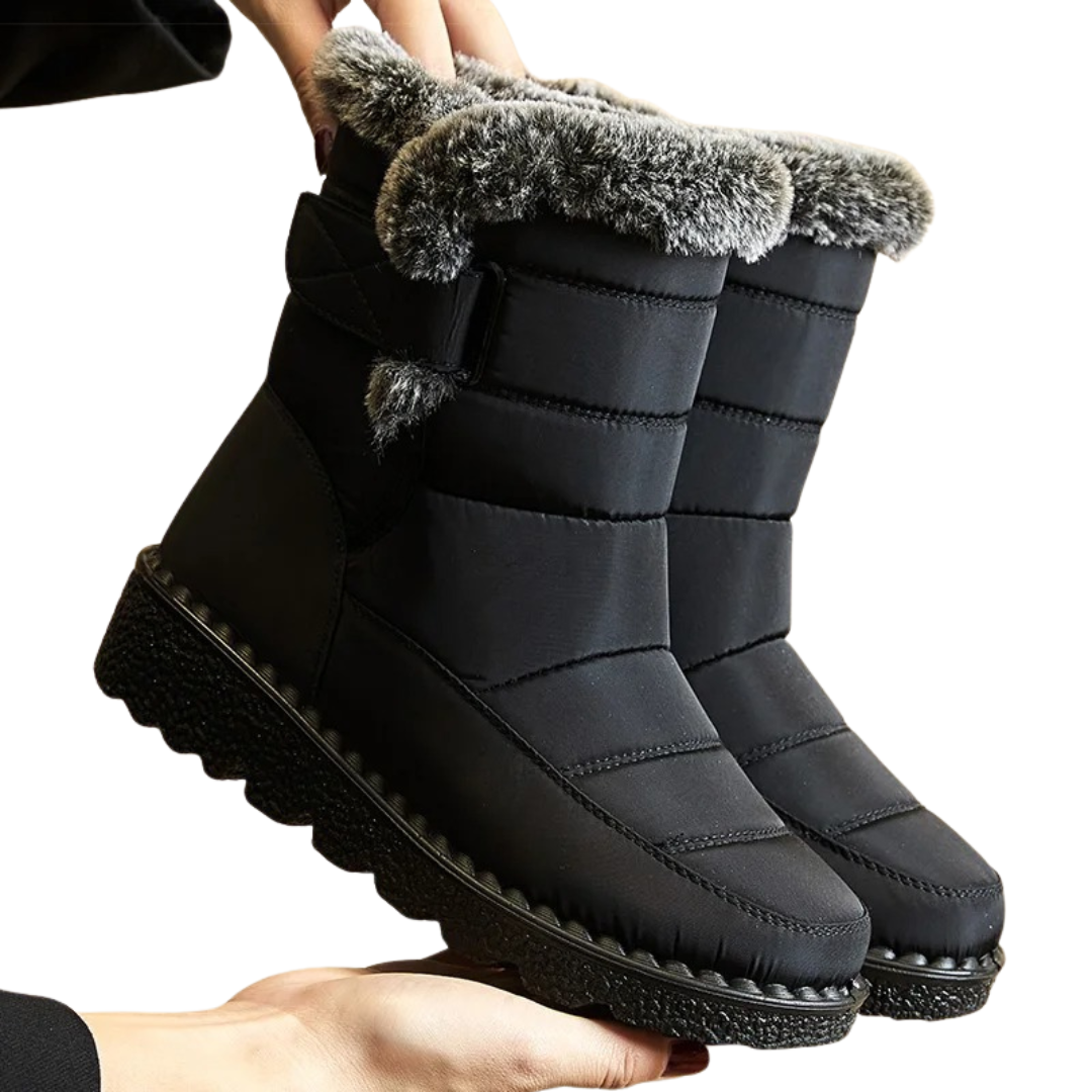 Waterdichte Dames Winterlaarzen met Klittenband Warme Gevoerde Antislip Snowboots Comfortabel Winterschoeisel | Sansoti