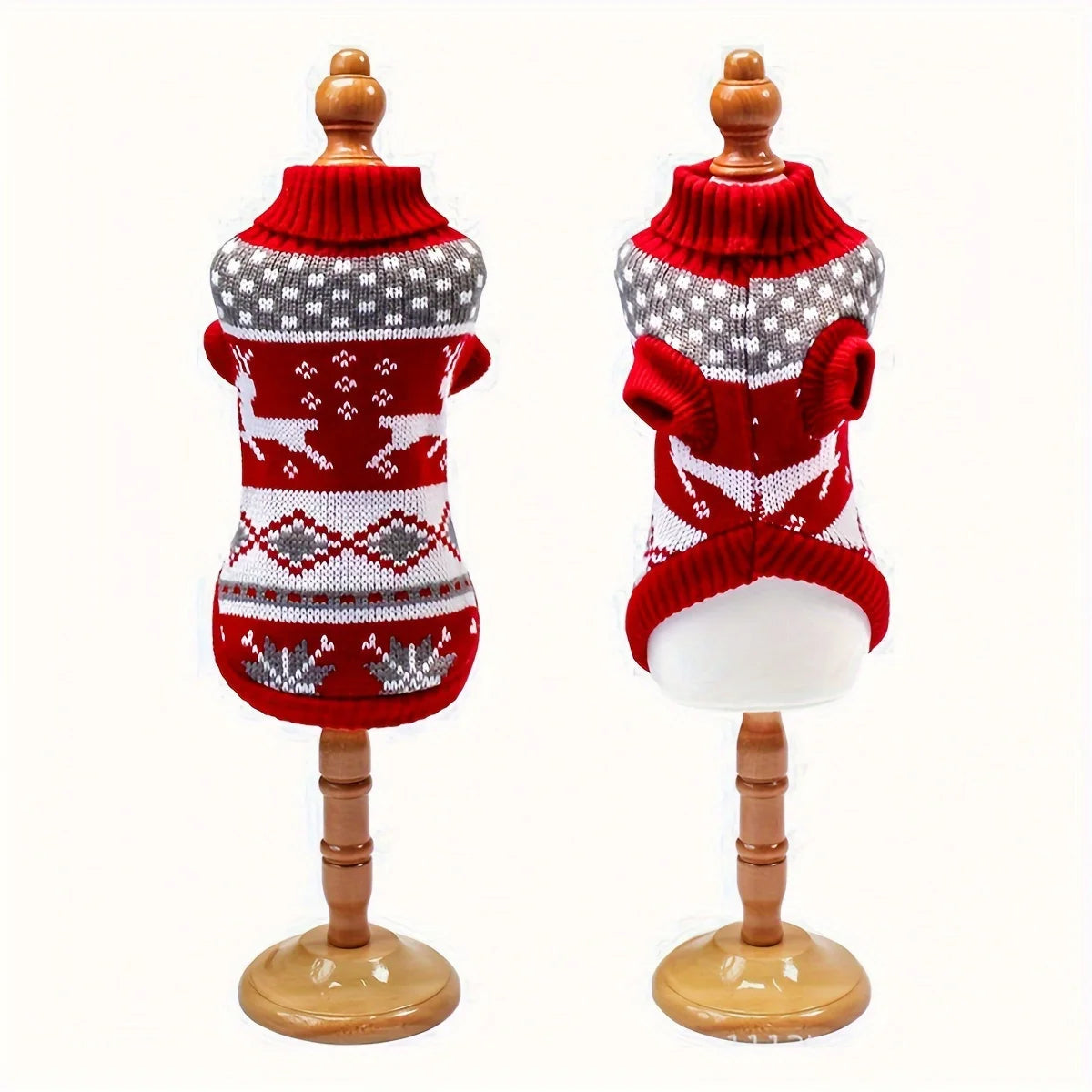 Knitted Pet Sweater with Festive Winter Pattern for Dogs and Cats Sizes S-XL Red Acrylic Warm Christmas Sweater | Sansoti