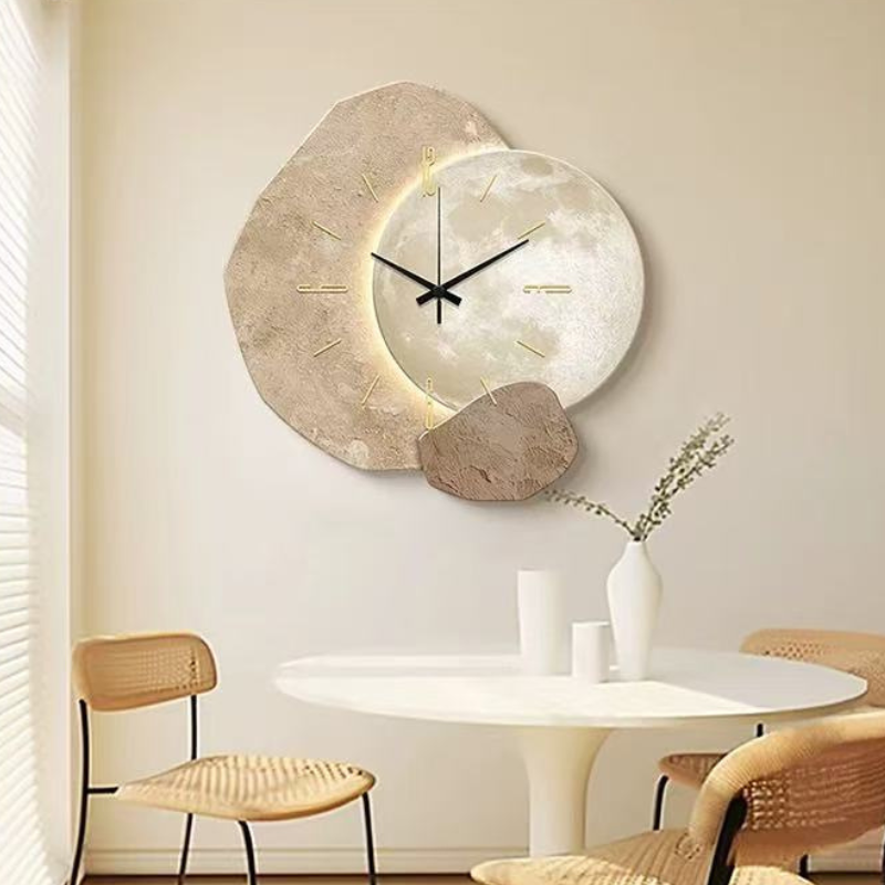 Wanduhr Skandinavischer Stil Uhrwerk Modern Beige Organisches Design 40cm | Restfield