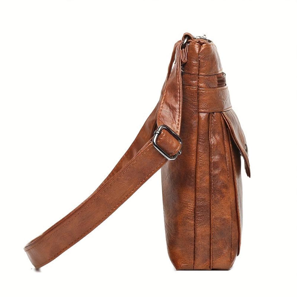 Vintage Schoudertas Retro Crossbody Kunstleer Dames Compacte Handtas Verstelbare Riem Casual Stijl Dagelijks | Sansoti