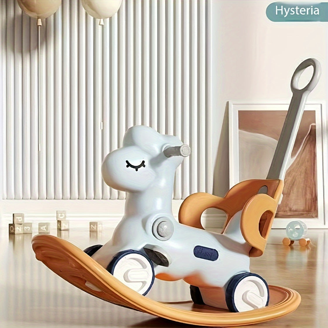 2-in-1 baby schommelpaard loopfiets kunststof roze kinderen peuter met duwstang balansspeelgoed binnen speelgoed | Sansoti
