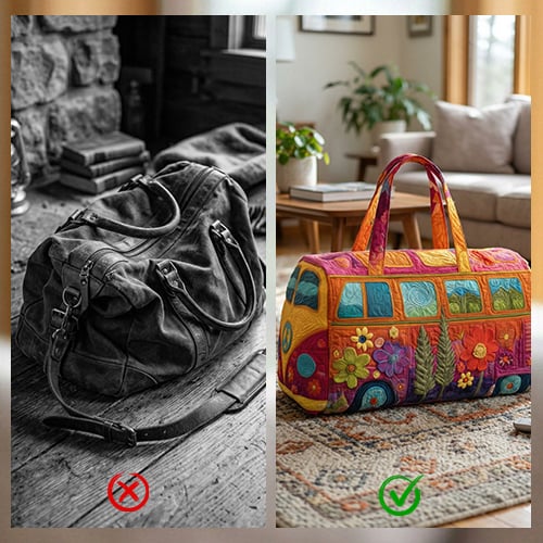 Quilted Travel Bag with Floral Pattern 45.5x22.5x22.5 cm Carry-On Weekend Bag Foam Protection Duffel Bag | Sansoti