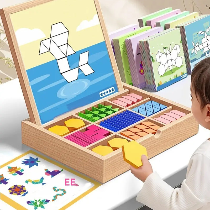 Magnetische Houten Bouwblokken met Voorbeeldkaarten 180/200-delig Educatief Speelgoed voor Kinderen 3+ Jaren met Opbergdoos STEM Ontwikkelingsspel Ruimtelijk Inzicht Fijne Motoriek Creatief Bouwen | Sansoti