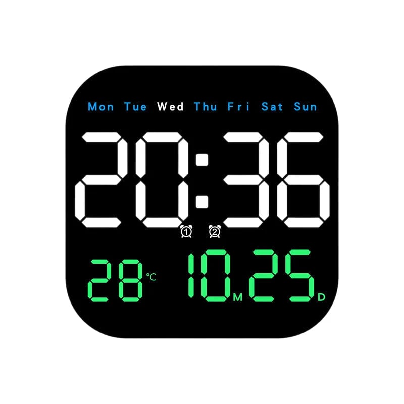 Digital Wall Clock with Remote Control Temperature Display Date Dimmable Modern Design for Office Bedroom | Sansoti