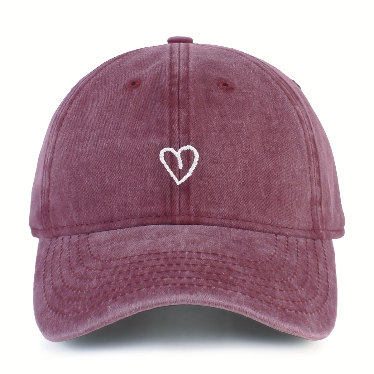 Vintage Baseballcap met Hartstiksel – Verstelbaar Katoen Gewassen Stijl Sportpet Zomerpet Dames Heren Casual Cap | Sansoti
