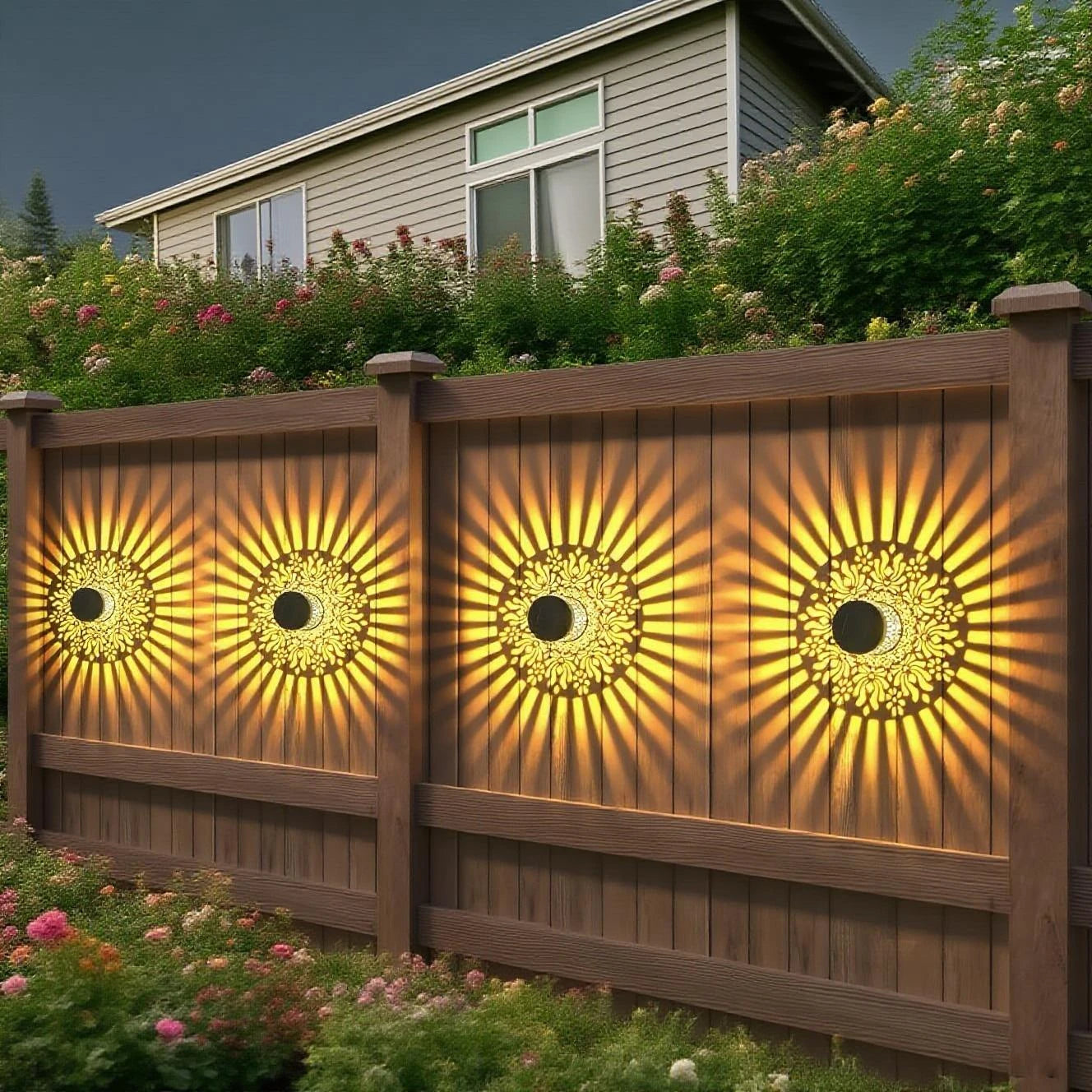 Solarwandlamp Set Pioenroos Schaduwspel Tuinverlichting Ijzeren Wanddecoratie Buitenlamp Draadloos Zelfklevend – 2 Stuks | Sansoti