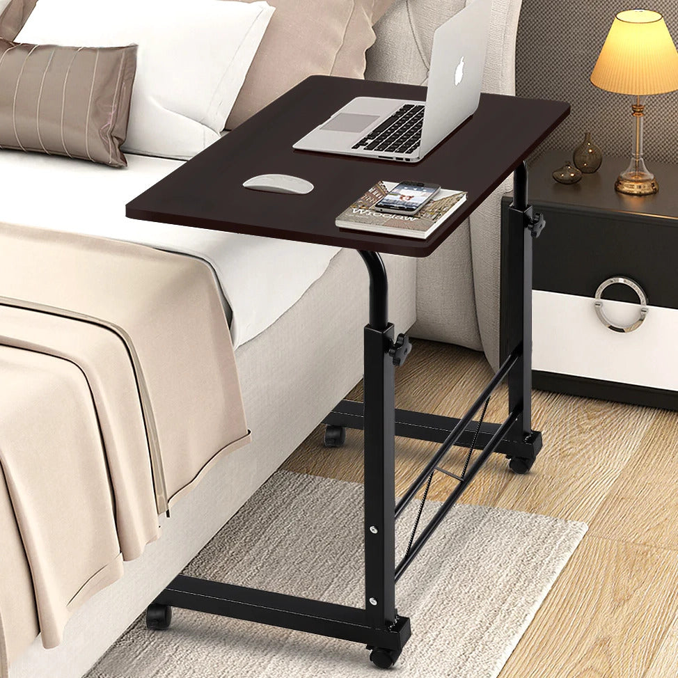 Tablette pour Ordinateur Portable sur Roulettes Réglable Noir Acier Bois Table d'Appoint Canapé Bureau | Restfield
