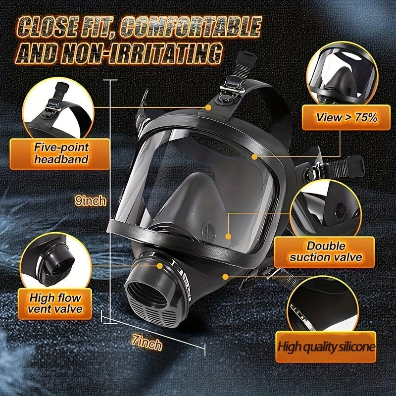 Volgelaatsgasmasker met 40mm Actief Koolfilter voor Optimale Bescherming tegen Chemische Stoffen en Stof | Sansoti