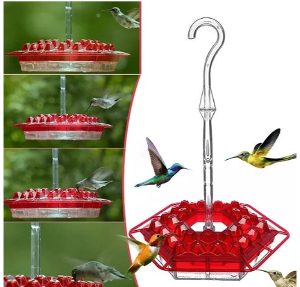 Mangeoire suspendue pour colibris 350 ml avec protection anti-fourmis, 30 ports d’alimentation et ouvertures en forme de diamant, décoration de jardin | Sansoti