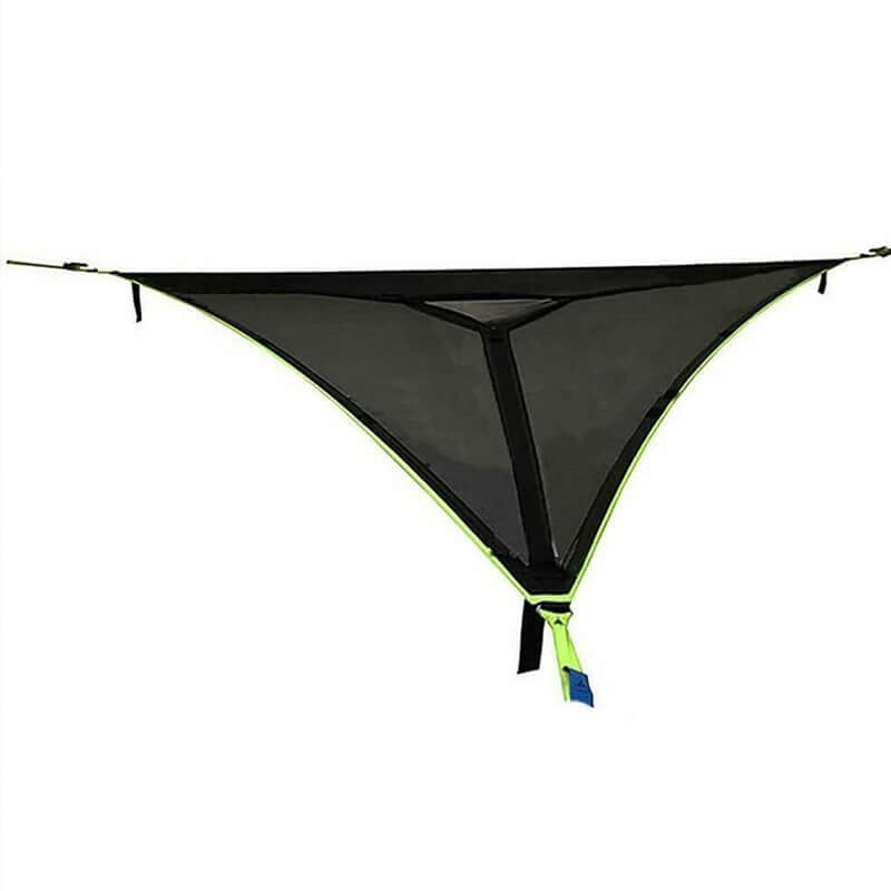 Driehoekige Hangende Camping Relaxmat voor Meerdere Personen – Luchtbed voor 3 Punten met Bevestigingsset 280x280 of 400x400 cm Groen Zwart | Sansoti