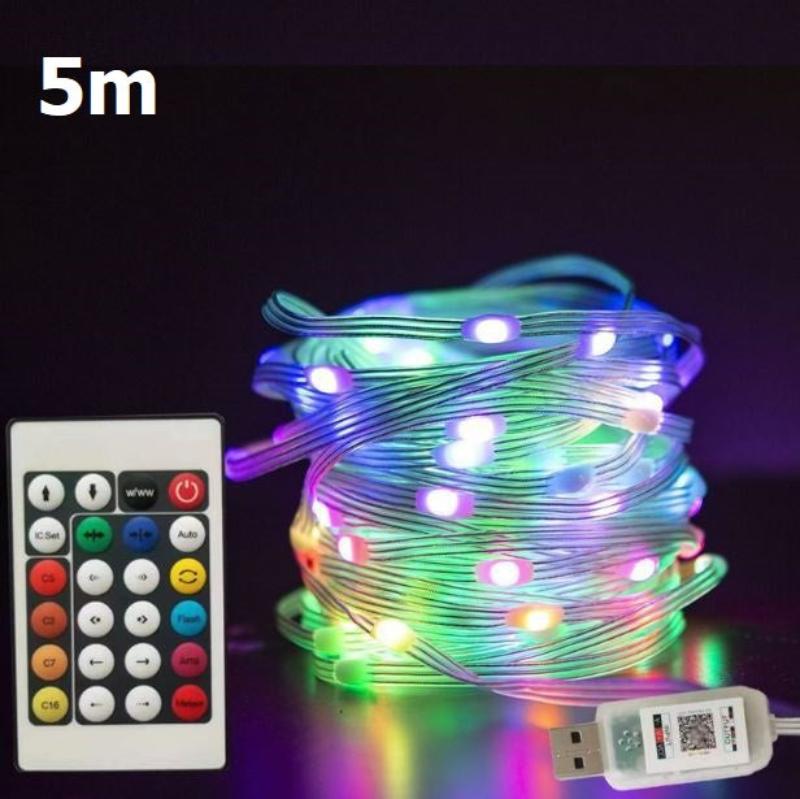 LED String Lights with Music Function Remote Control Colorful Smart Decorative Lighting for Parties and Outdoors | Sansoti
