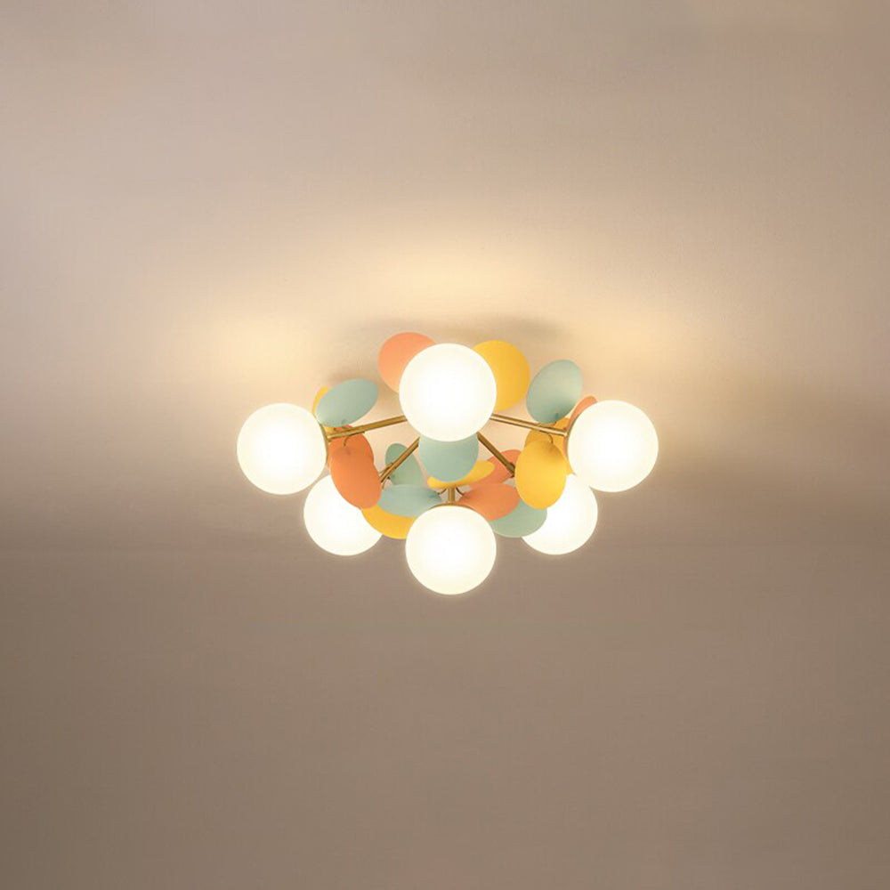 Bloementaklamp Plafond Meerkleurig Glas Metaal 4-15 Lichtpunten Natuurgeïnspireerd Design Woonkamer Eetkamer | Sansoti