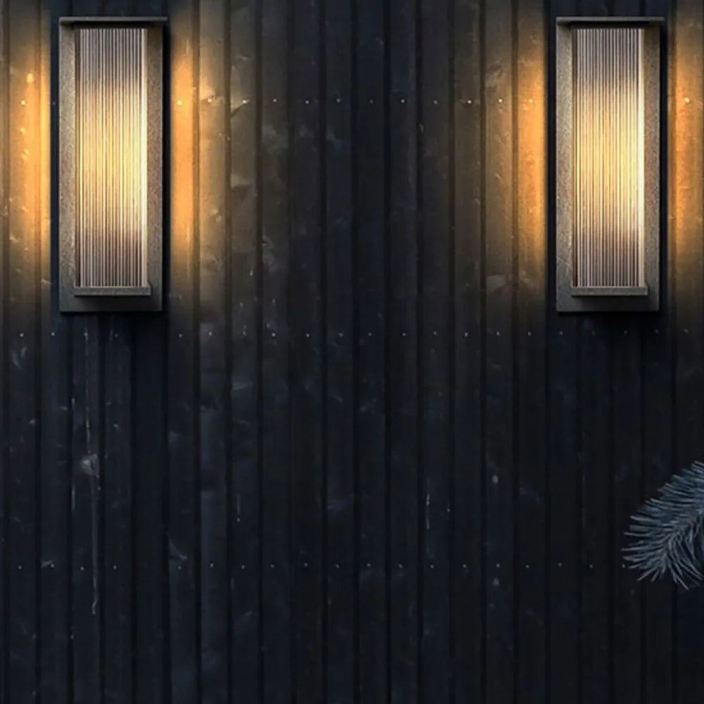 Rectangular Outdoor Wall Lamp Metal LED IP68 Waterproof Modern Design Garden Terrace Veranda Facade Black | Sansoti