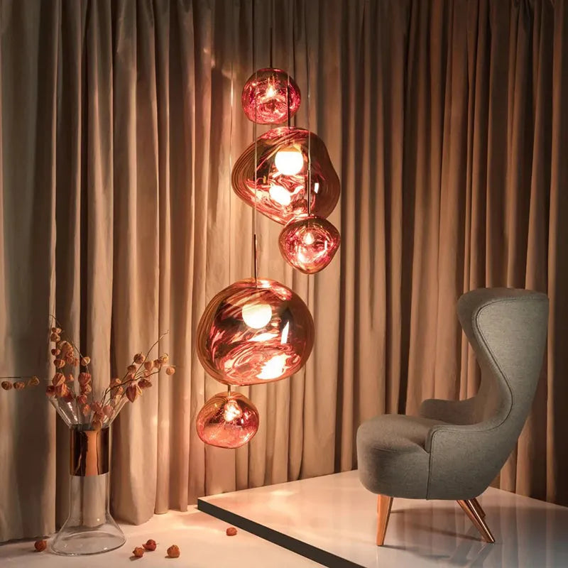 Hanglamp Lava Design Led Rond Goud Zilver Rood Rookgrijs Woonkamer Slaapkamer | Sansoti