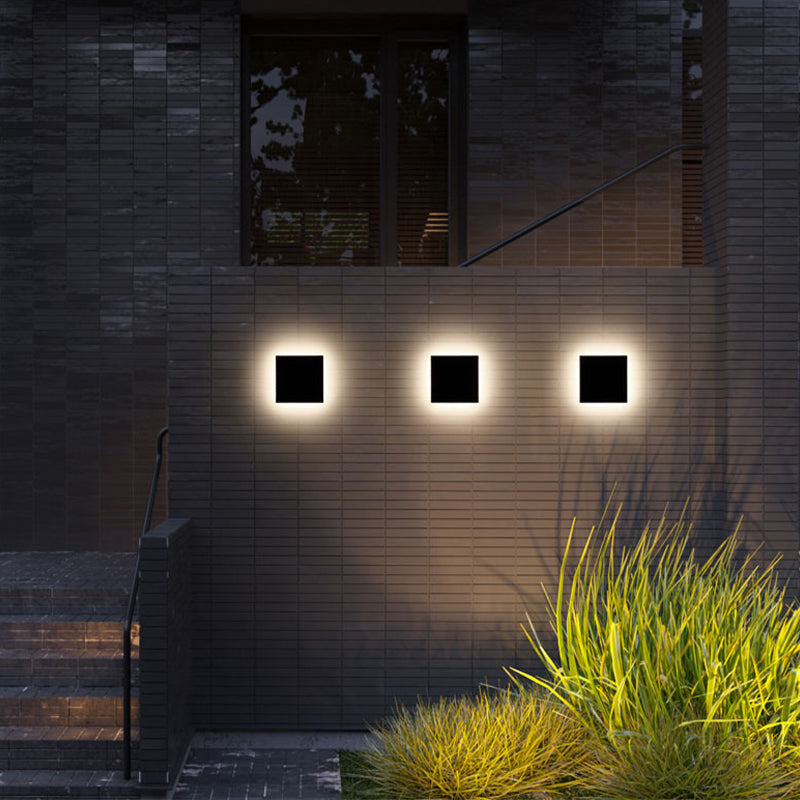 Minimalistische LED-Außenwandleuchte aus Metall, rund oder quadratisch, wasserdicht nach IP65, Gartenbeleuchtung für Flur und Terrasse | Sansoti