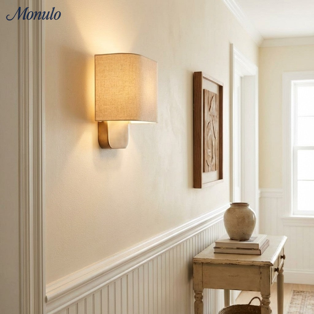Stoffen Wandlamp met Metalen Fitting voor Leeslicht Slaapkamer | Sansoti