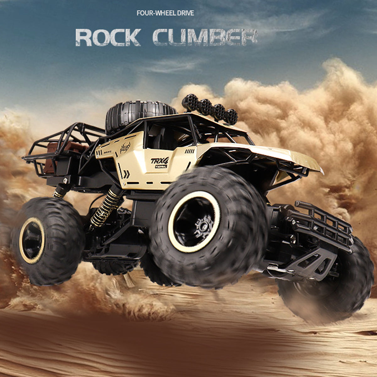 RC Monster Truck 6-Rad Offroad mit 2,4 GHz Fernsteuerung – Geschwindigkeit bis 52 km/h – inklusive 2 Akkus für Kinder und RC-Fans | Sansoti