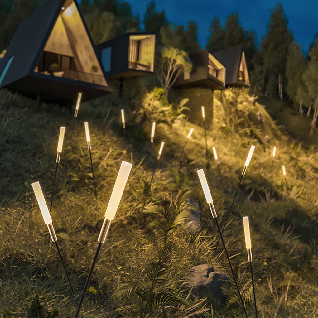 Solar LED Schilflampen Set 6-delig Zwart Goud Waterdicht Tuinverlichting Buitenlampen Sfeerlicht Zonne-energie | Sansoti