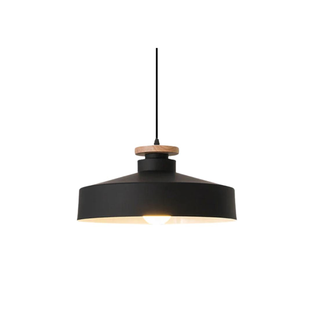 Hanglamp met Houten Kap en Aluminium Accent – Scandinavisch Design voor Eetkamer en Woonkamer | Sansoti