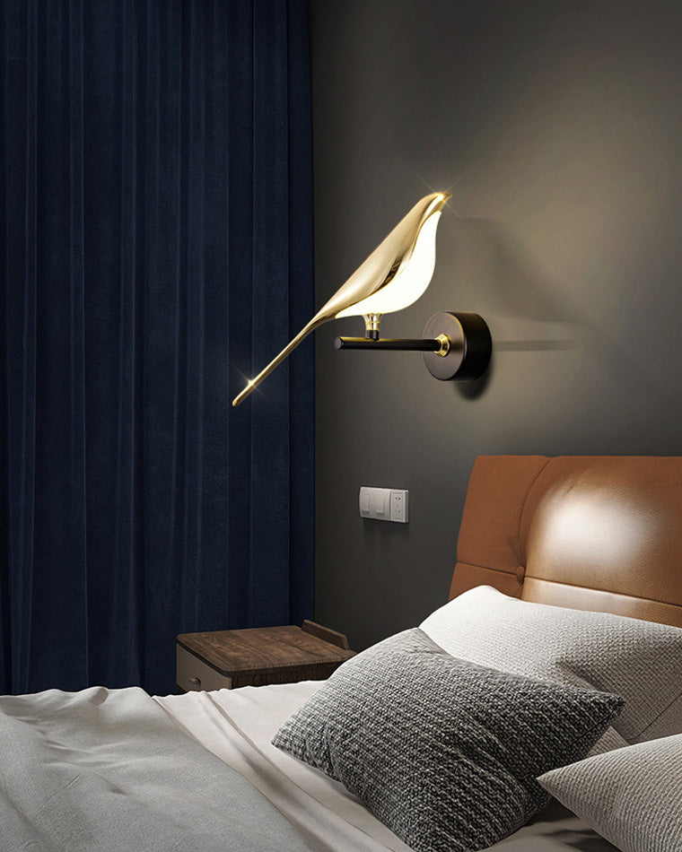 Applique Murale Oiseau Or Noir Métal LED Blanc Chaud Chambre Hall Décoratif | Restfield
