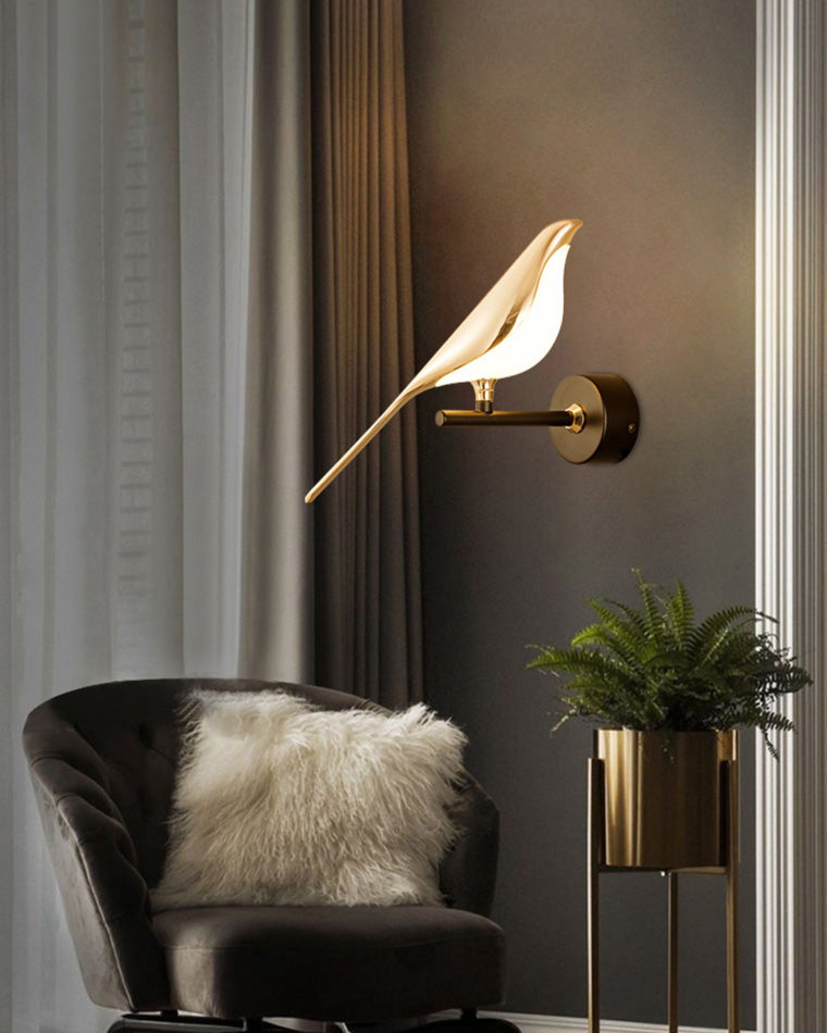 Applique Murale Oiseau Or Noir Métal LED Blanc Chaud Chambre Hall Décoratif | Restfield