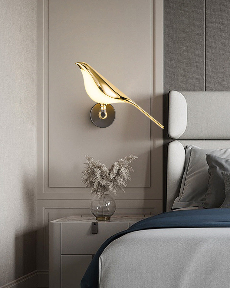 Applique Murale Oiseau Or Noir Métal LED Blanc Chaud Chambre Hall Décoratif | Restfield
