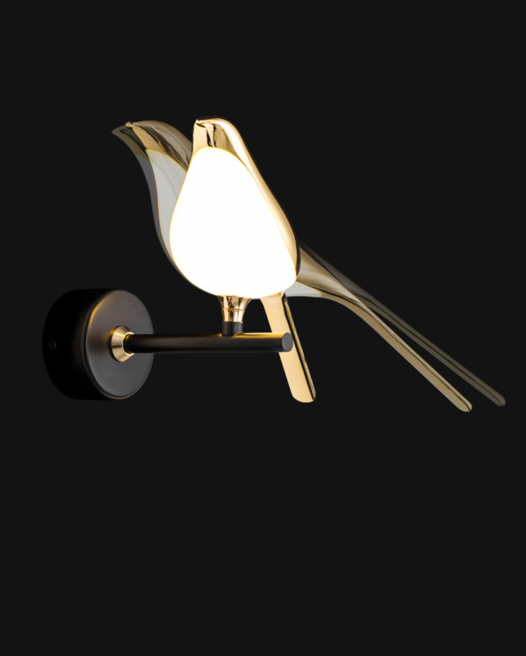 Applique Murale Oiseau Or Noir Métal LED Blanc Chaud Chambre Hall Décoratif | Restfield