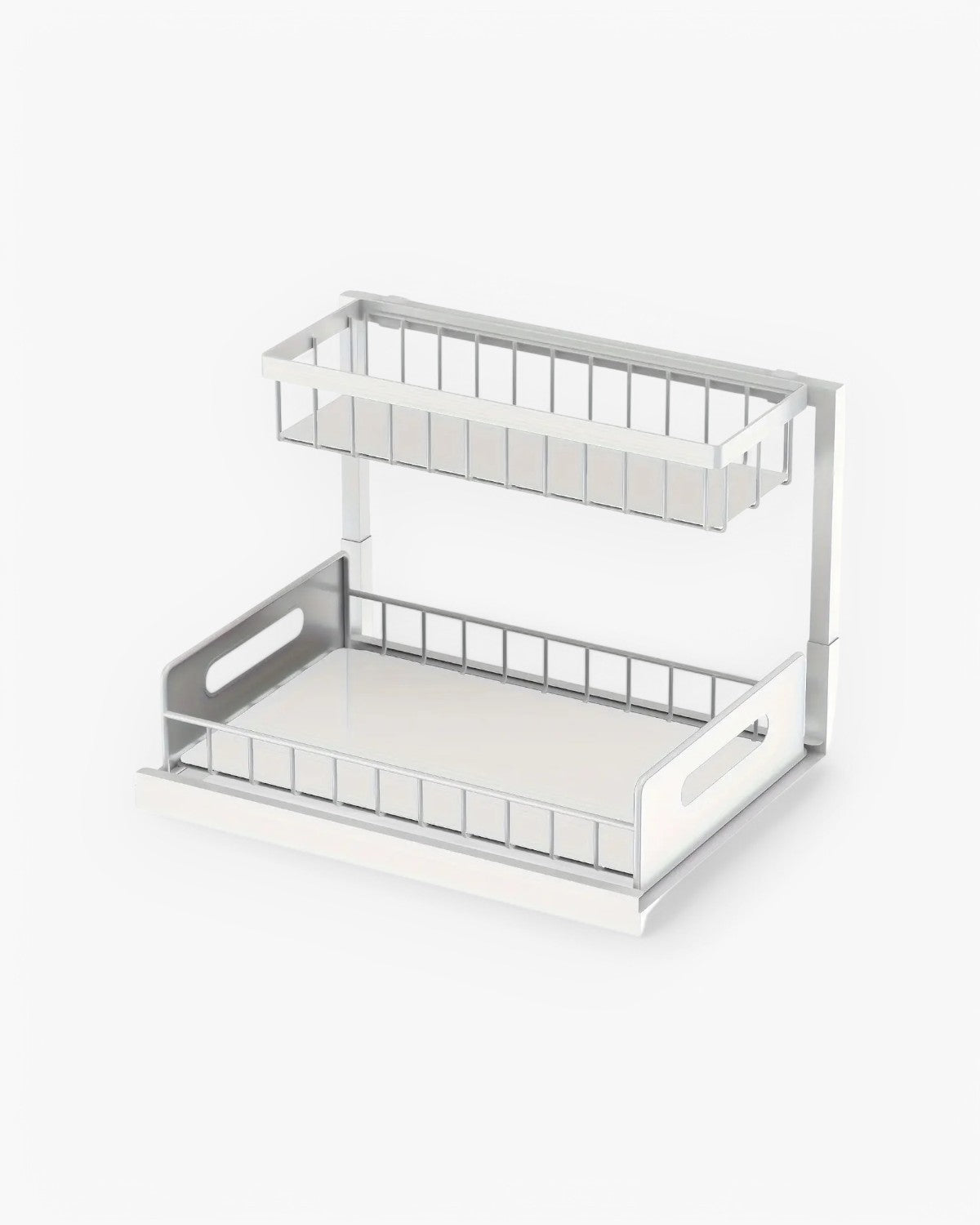 Uitschuifbare Kast Organizer Onder Wastafel Zwart Wit Twee Niveaus Keuken Badkamer Opbergsysteem Schoonmaakspullen Toiletartikelen | Sansoti