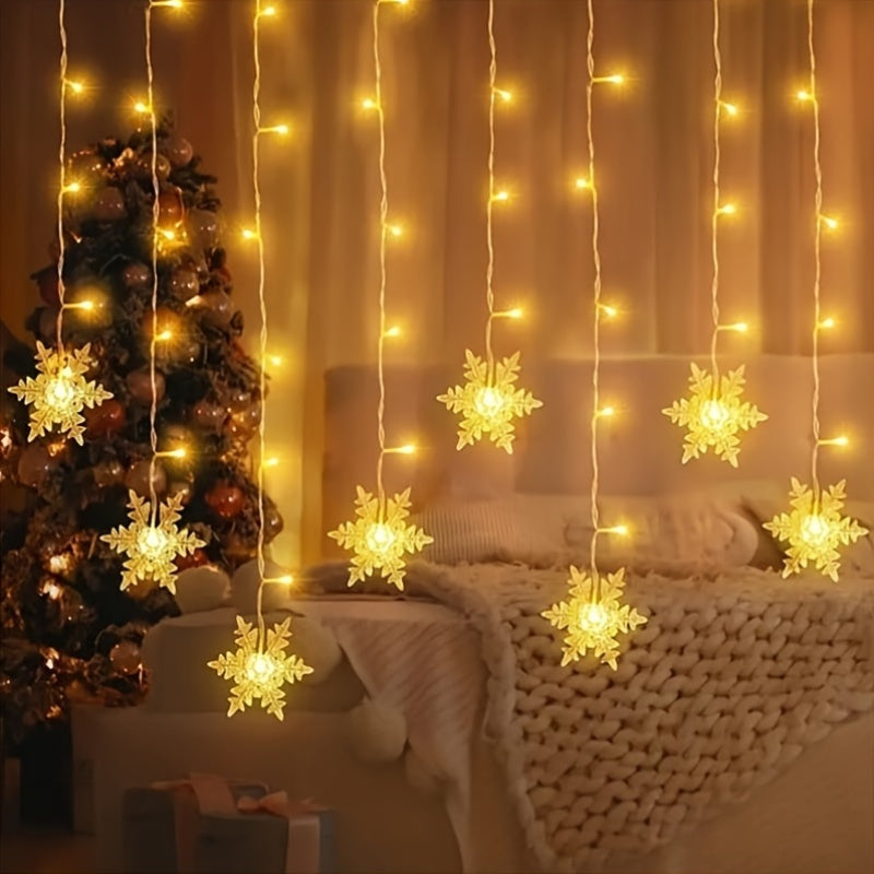 USB-Lichterkette mit Schneeflocken 4 m mehrfarbige LED-Stimmungsbeleuchtung Weihnachtsdekoration Feiertage Winter Interieur | Sansoti