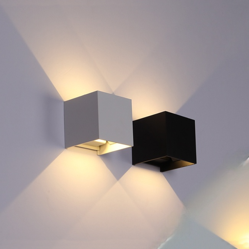 Square Outdoor Wall Light LED Adjustable Black White Gray Waterproof IP65 Metal Acrylic Garden Lighting | Sansoti