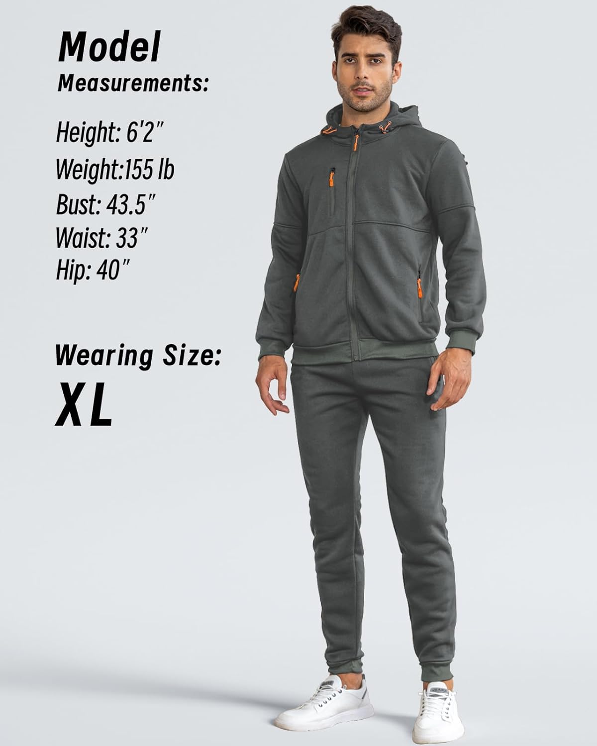 Heren Trainingspak Set met Pullover en Broek Elastisch Ademend Sportkleding Loungewear Zwart Grijs Comfort | Sansoti