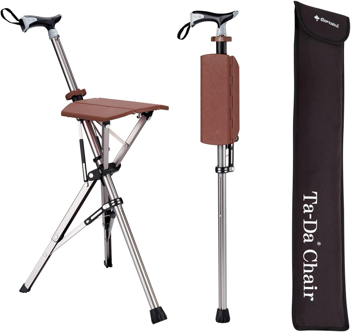 Walking Stick with Foldable Seat 85cm Aluminum Adjustable for Trekking Outdoor Walking Rest Support | Sansoti