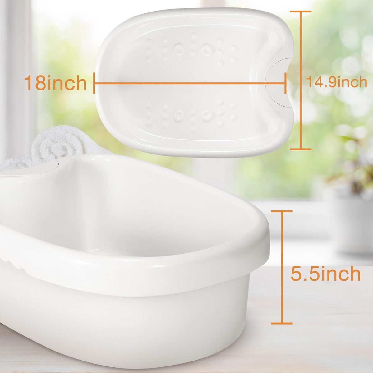 Voetenbad Ergonomisch ABS 12 Liter Wit Draagbaar Wellness Thuisspa Salon Pedicure Voetmassage Ontspanning | Sansoti