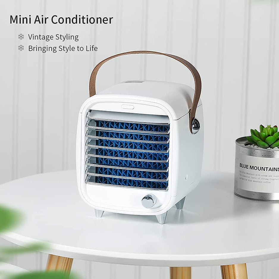 Tragbarer Luftkühler mit Wassertank, USB-Verdunstung, mobilem Kühlsystem und Luftbefeuchter für Zimmer, Schreibtisch und Zuhause | Sansoti