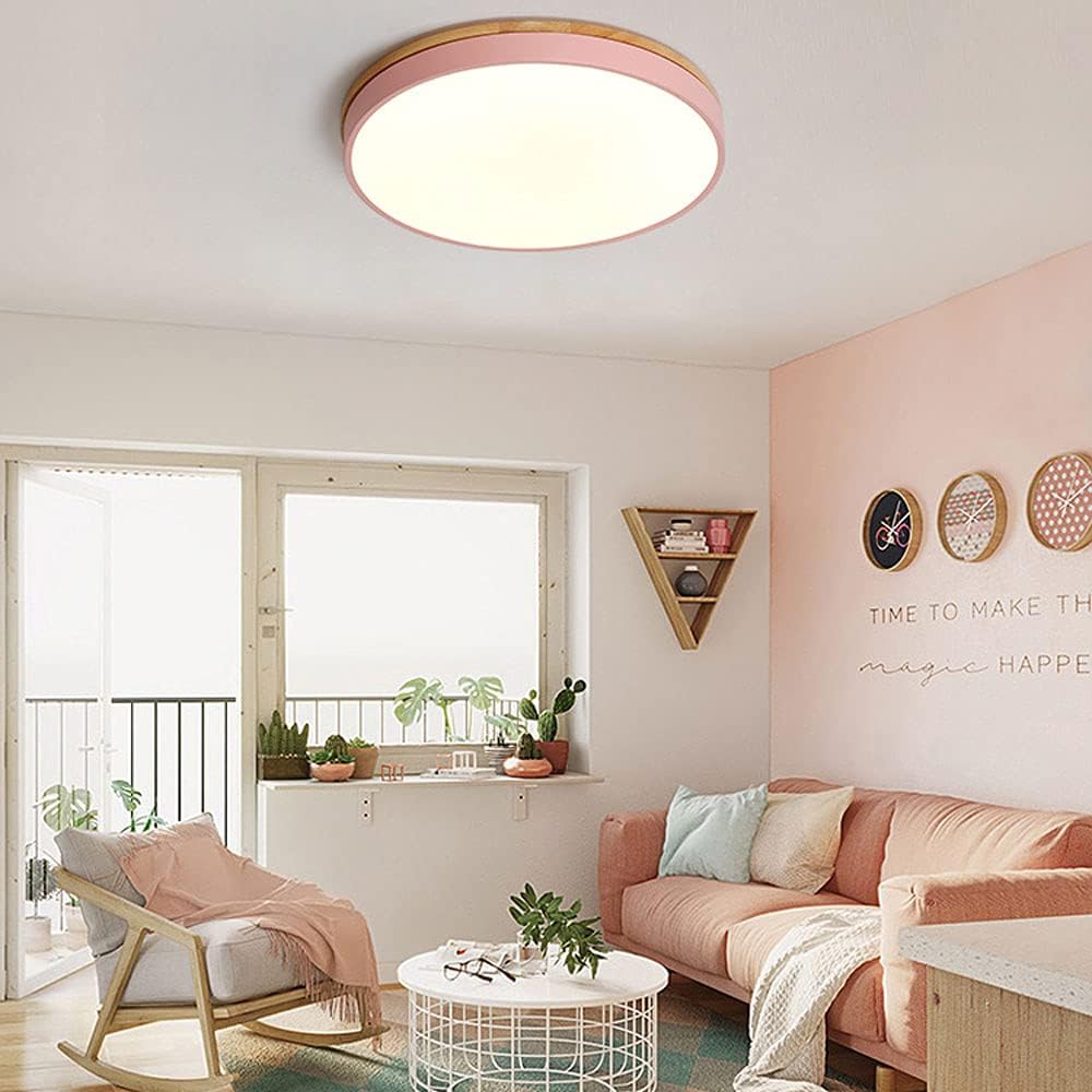 Ronde Plafondlamp met LED en Natuurlijk Hout — Scandinavisch Design met Dimfunctie | Sansoti