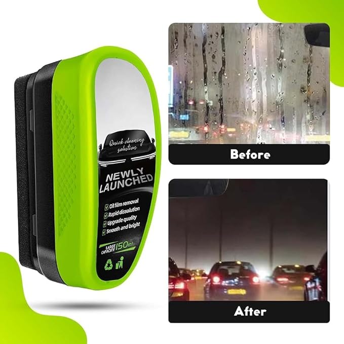 Windshield cleaner with oil film removal and water-repellent coating | Spray bottle for streak-free visibility | Suitable for windshield and mirrors | Sansoti