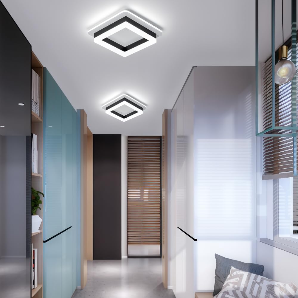 Quadratische LED Deckenleuchte 1920 Lumen Schwarz Weiß Schlafzimmer Flur Wohnzimmer Moderne Deckenlampe Geometrisches Design Innenbeleuchtung | Restfield
