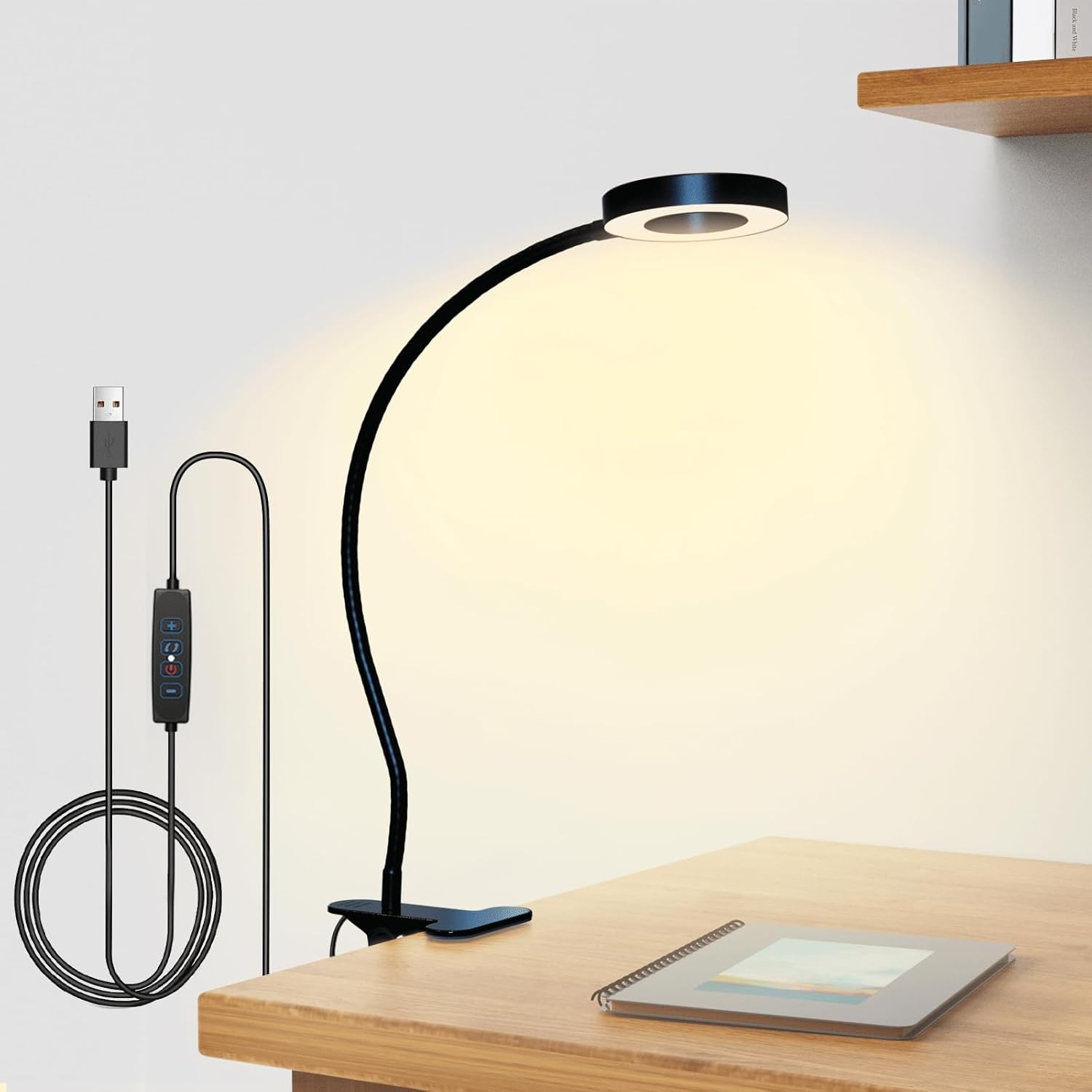 USB Oplaadbare Klemlamp met 48 LED's – 3 Lichtstanden & Dimbaar voor Bureau, Studie, Lezen en Werken | Sansoti
