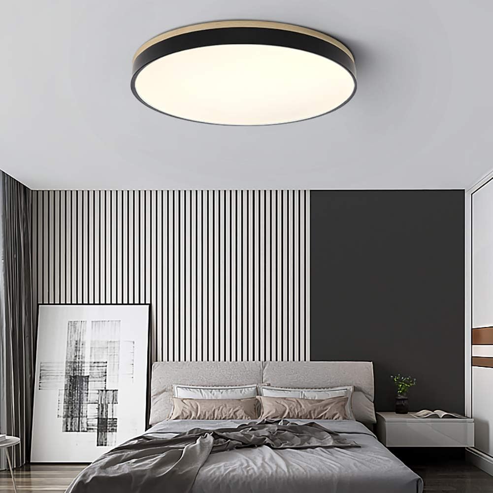 Plafondlamp Hout Rond LED met Acryl – Dimbaar Warm Licht Scandinavisch Design Woonkamer Slaapkamer 30cm 40cm 50cm 60cm | Sansoti