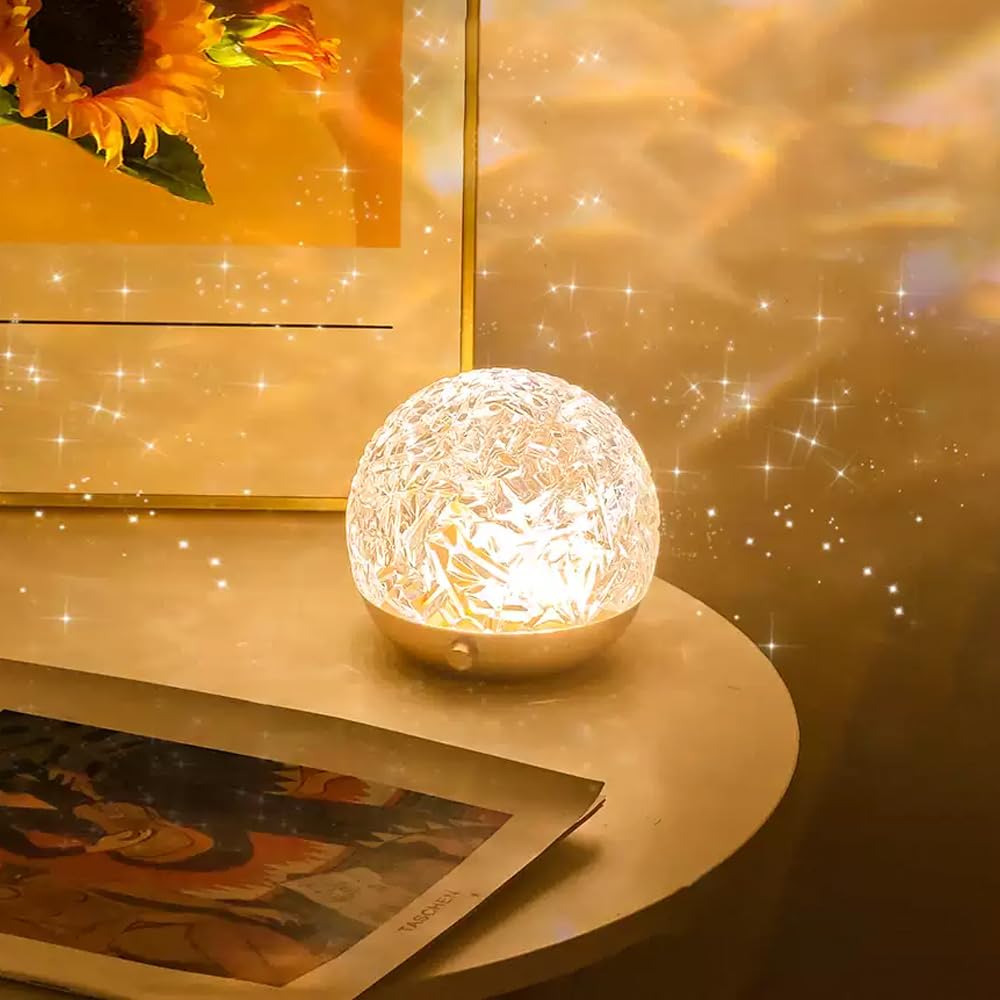 Lampe projecteur Projection d'ondes 360° Pivotante Dimmable USB Chambre Éclairage d'ambiance Boule de cristal Mur Plafond | Restfield